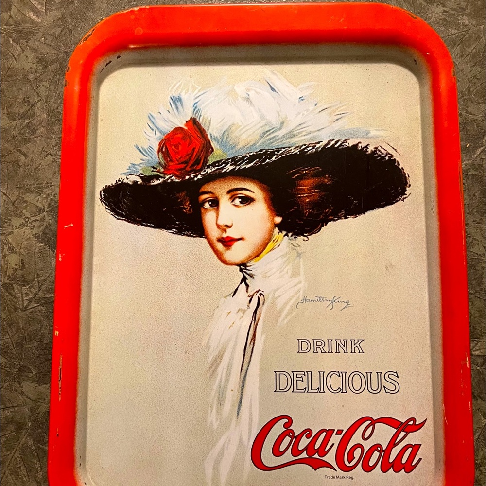 Vintage Coca Cola Metal Serving Tray 1971 Made In USA Hamilton King 1909 Girl